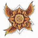 3D geometric tattoo design incorporating a 3d geometric backgroung tattoo design idea