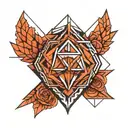 3D geometric tattoo design incorporating a 3d geometric backgroung tattoo design idea