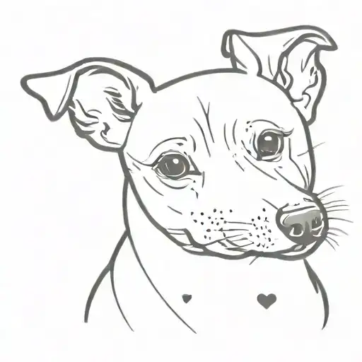White Female Rat terrier Dog with Spots and a heart shaped spot on her stomach  tattoo design idea