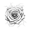 A broken mythical sowrd with chains and lightning roses tattoo design idea