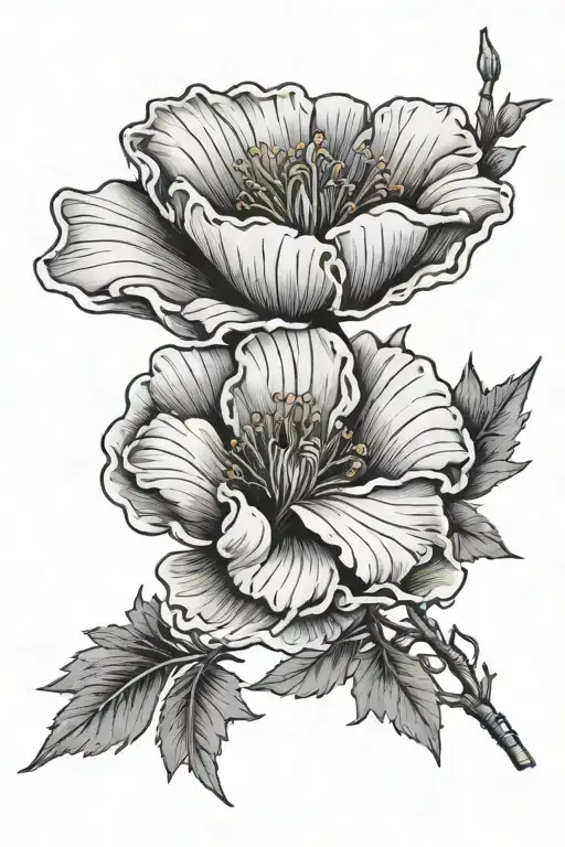 California poppy flower intertwined with marigold flowers tattoo design idea