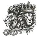 lion with crown. evil. darkness. Letter H & T around the lion.   tattoo design idea