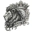 lion with crown. evil. darkness. Letter H & T around the lion.   tattoo design idea