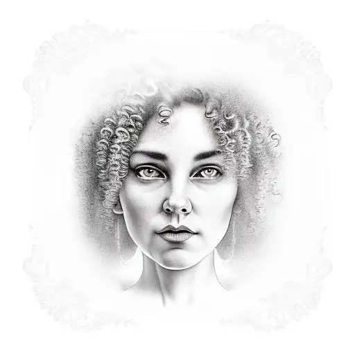 grandmother curly hair cooking spaghetti on a counter tattoo design idea