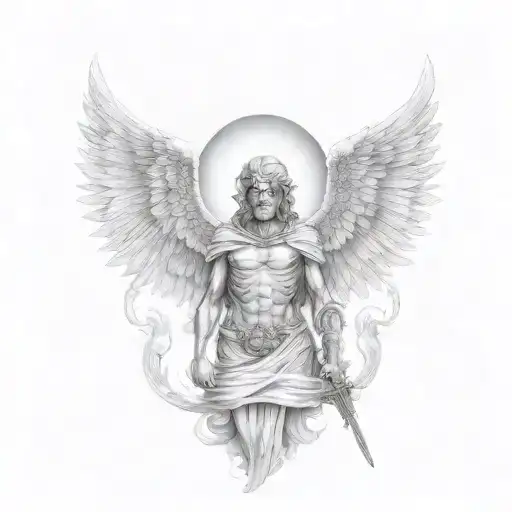 Angel of Death wide wings ancient Greek mythology tattoo design idea
