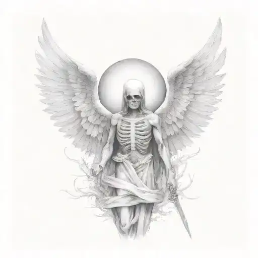 Angel of Death wide wings ancient tattoo design idea