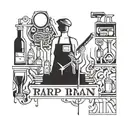 An abstract design combining elements of rap lyrics and bar tools, reflecting the client's occupation as a barman tattoo design idea