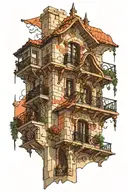 spanish architecture with angles  tattoo design idea