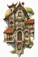 spanish architecture with angles  tattoo design idea