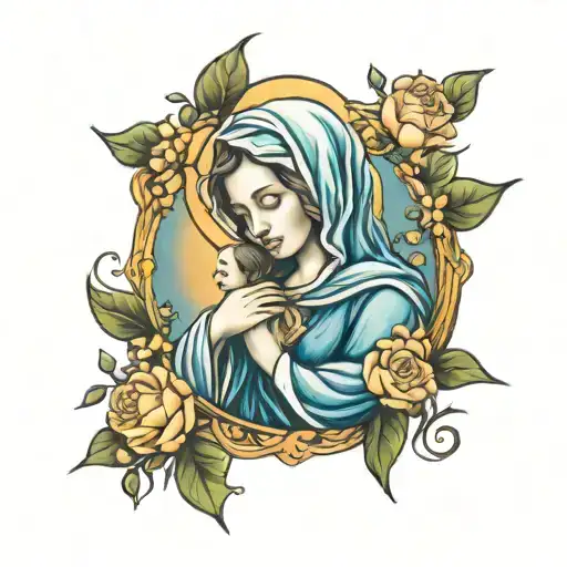 Mother mary   tattoo design idea