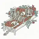 Skeletons in a bed of roses tattoo design idea
