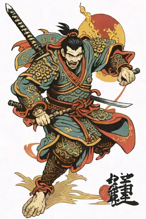Japanese samurai warrior tattoo design idea