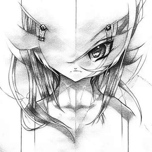 anime waifu tattoo design idea