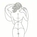 small, minimal,  back tattoo women, balance, sea, moonchild, cancer horoscope, Jesus Christ. tattoo design idea