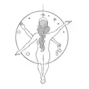 small, minimal,  back tattoo women, balance, sea, moonchild, cancer horoscope, Jesus Christ. tattoo design idea