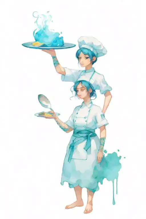 A chef girl with air element born in 1996 with independent personality and short hair tattoo design idea