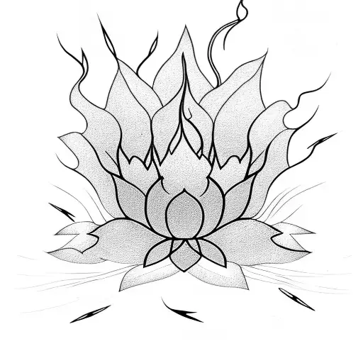 Blackwork "A Lotus Flower With Lightning Bolts As..." Tattoo Idea