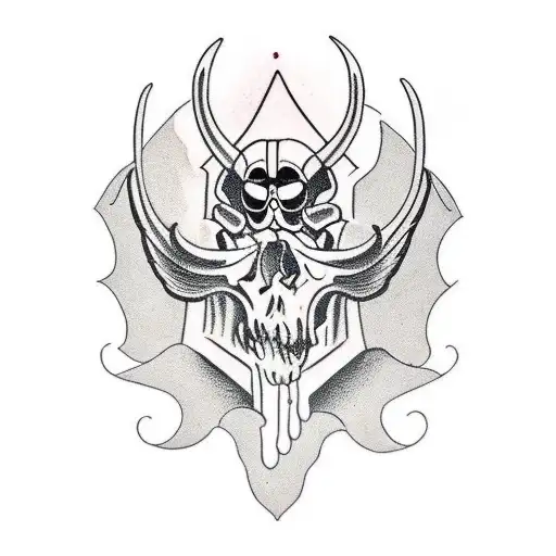 Aries skull journey balance tattoo design idea