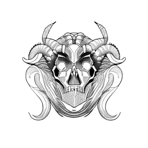 Aries skull journey balance tattoo design idea