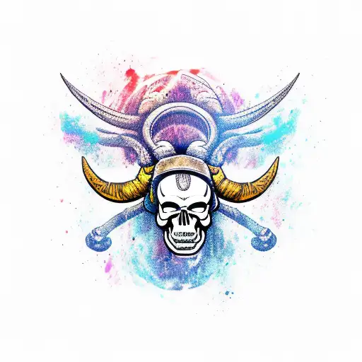 warrior skull time aries tattoo design idea