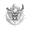 warrior skull time aries tattoo design idea