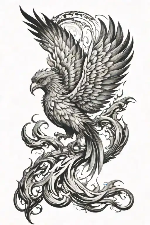 phoenix rising from ashes tattoo design idea