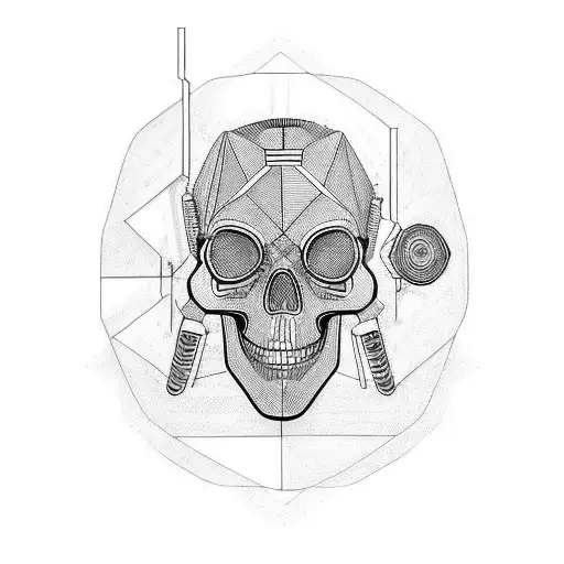 cyberpunk skull tattoo design idea