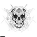 cyberpunk skull tattoo design idea