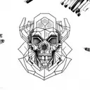 cyberpunk skull tattoo design idea
