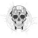 cyberpunk skull tattoo design idea