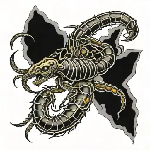 scorpions crawling tattoo design idea