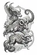 pisces,aries and taurus zodiac sign tattoo design idea