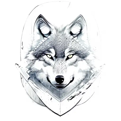 Wolf shield tattoo design idea