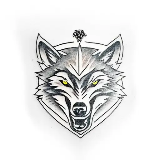 Wolf shield with a raven tattoo design idea