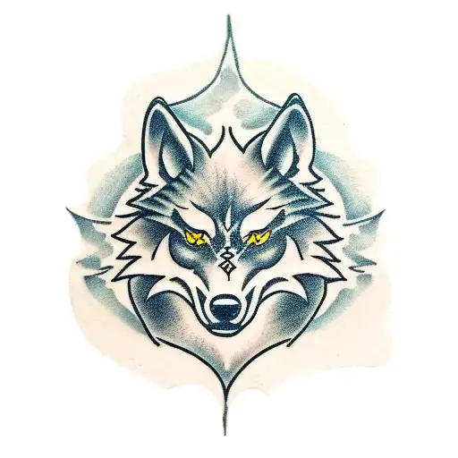 Wolf pirate flag tattoo design idea
