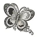 butterfly tramp stamp with a semicolon  tattoo design idea