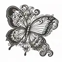 butterfly tramp stamp with a semicolon  tattoo design idea