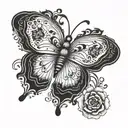 butterfly tramp stamp with a semicolon  tattoo design idea
