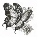 butterfly tramp stamp with a semicolon  tattoo design idea