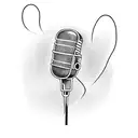 A tattoo design featuring a microphone and a pen intertwined, representing your passion for composing and singing, in a dotwork style tattoo design idea