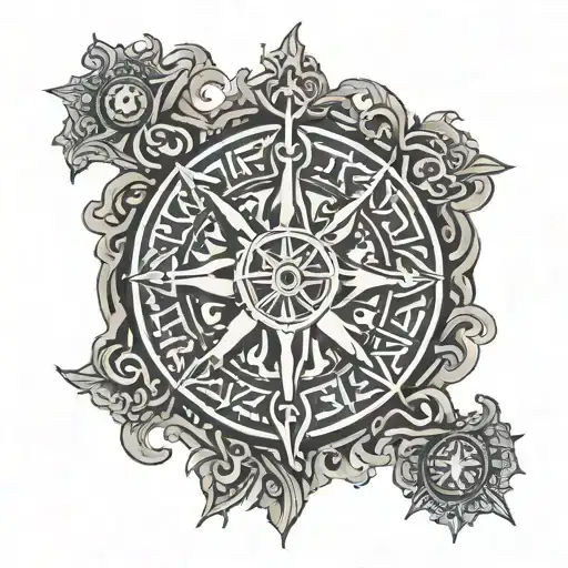 vegvisir with Odin eye as background  tattoo design idea