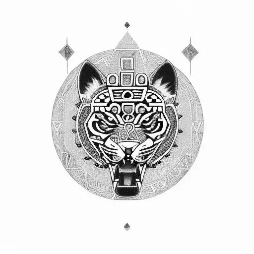 Aztec women jaguar worrior traditional  tattoo design idea