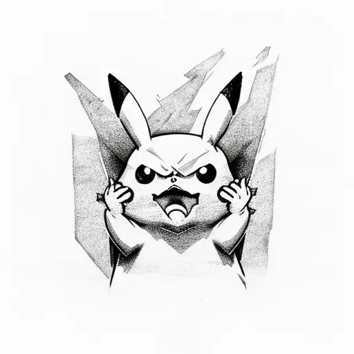 Angry Pikachu tattoo design idea