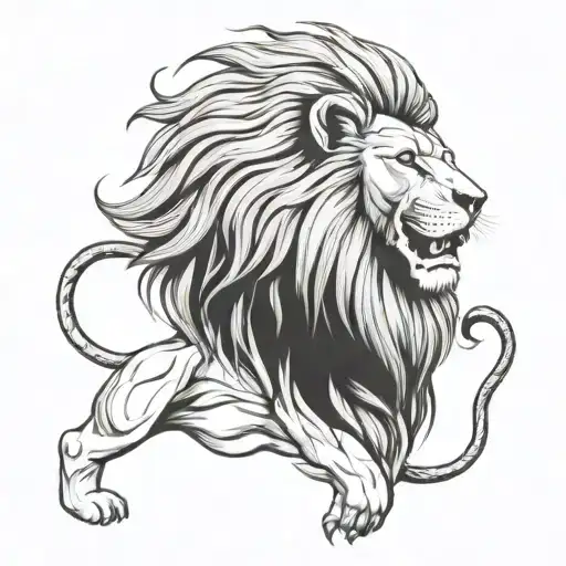 full lion statue full body tattoo design idea