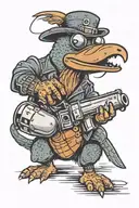punk platypus holding a bomb tattoo design idea