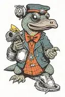 punk platypus holding a bomb tattoo design idea