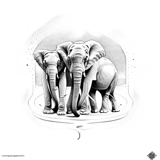 elephants with babes tattoo design idea