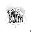 elephants with babes tattoo design idea