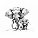 elephants with babes tattoo design idea