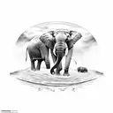 elephants with babes tattoo design idea